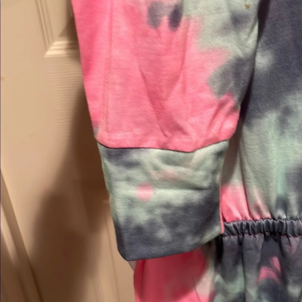 Justice Pink and Blue Tie-Dye Hooded Onesie Size 16/18